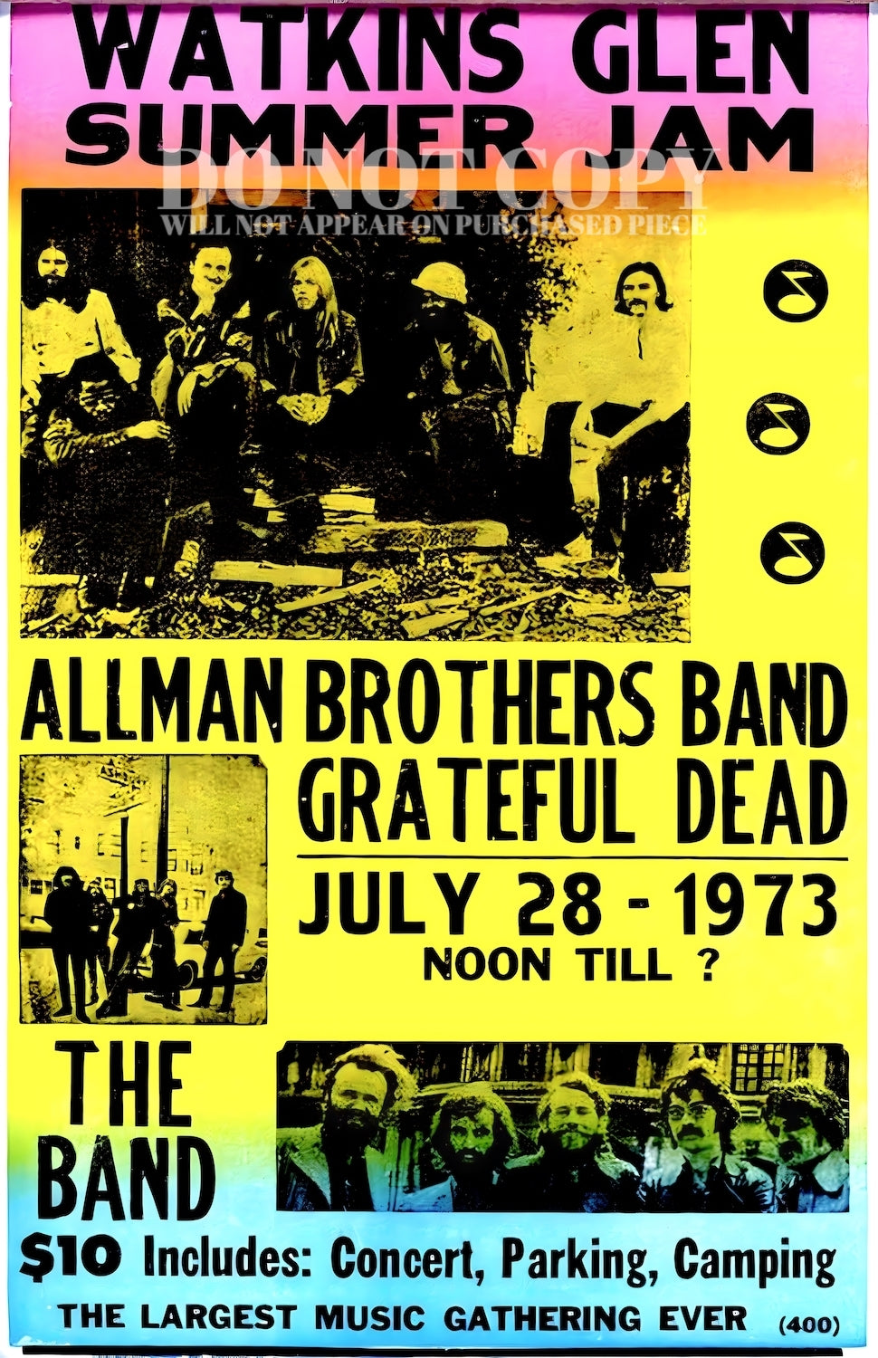 Watkins Glen Summer Jam 1973 Vintage Concert Poster 11 X 17 - Allman Brothers - Grateful Dead - The Band - Rare Photo - Poster Art Print