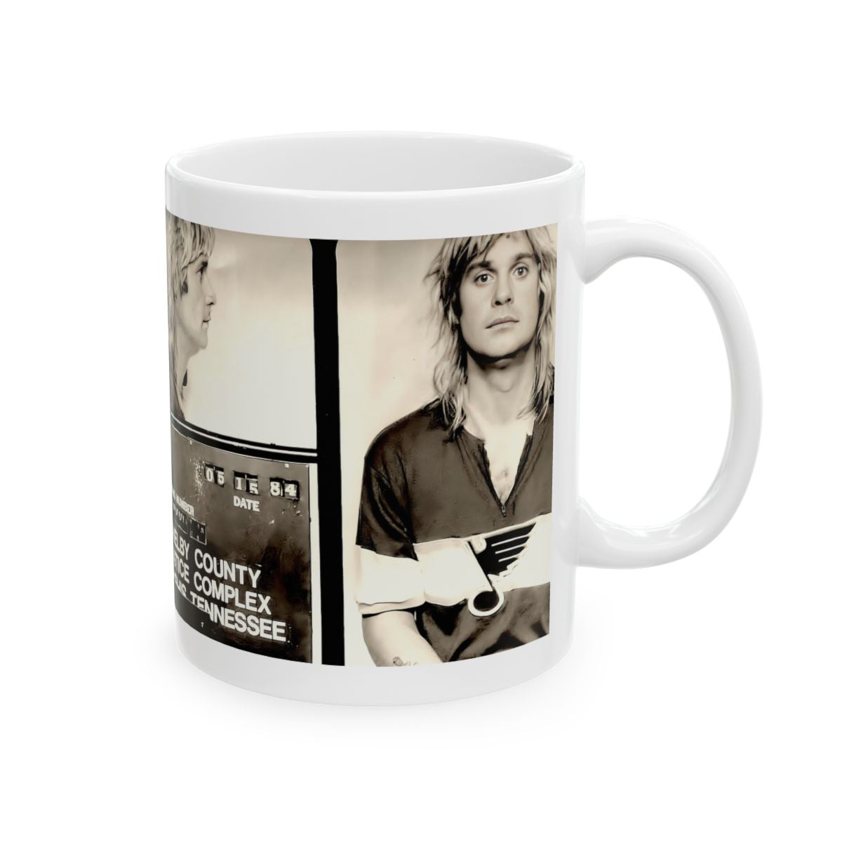 Ozzy Osbourne Mugshot Coffee Mug 11oz | Magnificent 1984 Memphis Mug Shot | Black Sabbath | British Music Icon Busted | Heavy Metal Hero | The Prince Of Darkness | Original Art Design | Custom Made | NEW (Sealed)