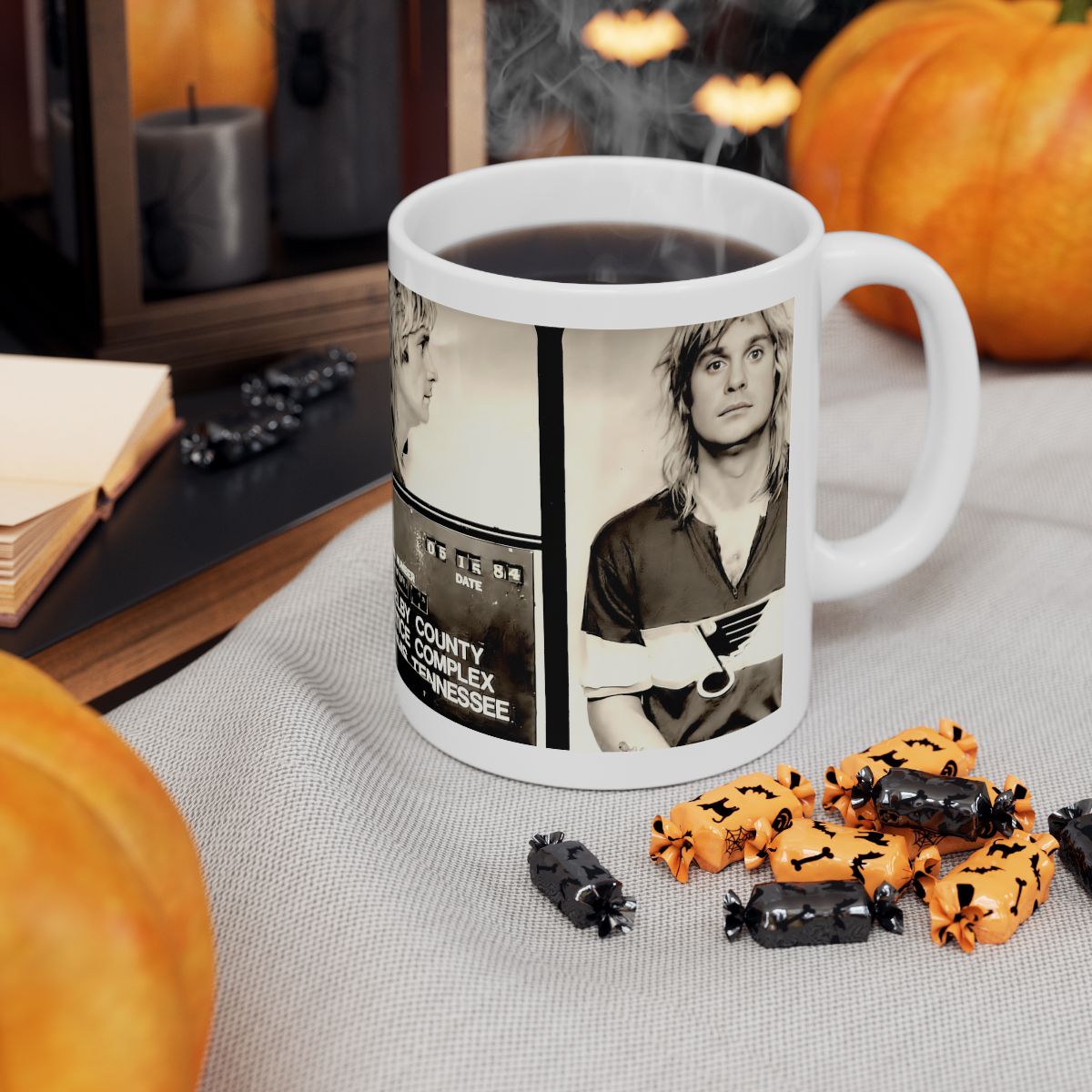 Ozzy Osbourne Mugshot Coffee Mug 11oz | Magnificent 1984 Memphis Mug Shot | Black Sabbath | British Music Icon Busted | Heavy Metal Hero | The Prince Of Darkness | Original Art Design | Custom Made | NEW (Sealed)