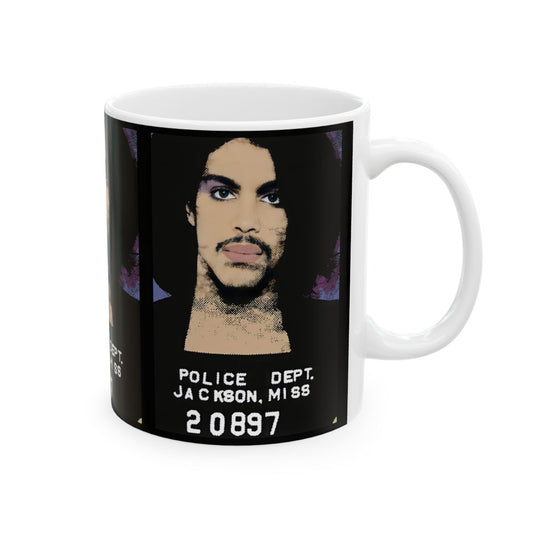 Prince Mugshot Coffee Mug 11oz | Magnificent 1980 Mug Shot Portrait | Iconic Jackson, MS Arrest Picture | Legendary American Music | Made To Order | Original Art Design | Custom Made | NEW (Sealed)